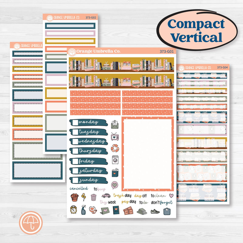 Book Reading Kit | A5 Compact Vertical Planner Kit Stickers for Erin Condren | Turn The Page | KIT-373