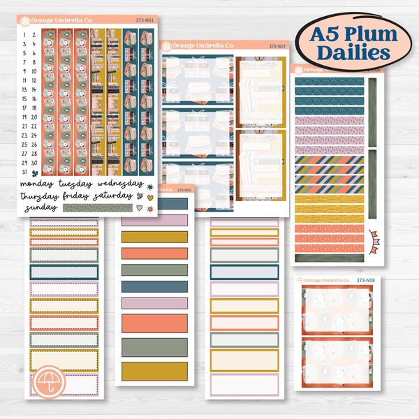 Book Reading Kit | A5 Plum Daily Planner Kit Stickers | Turn The Page | KIT-373-N