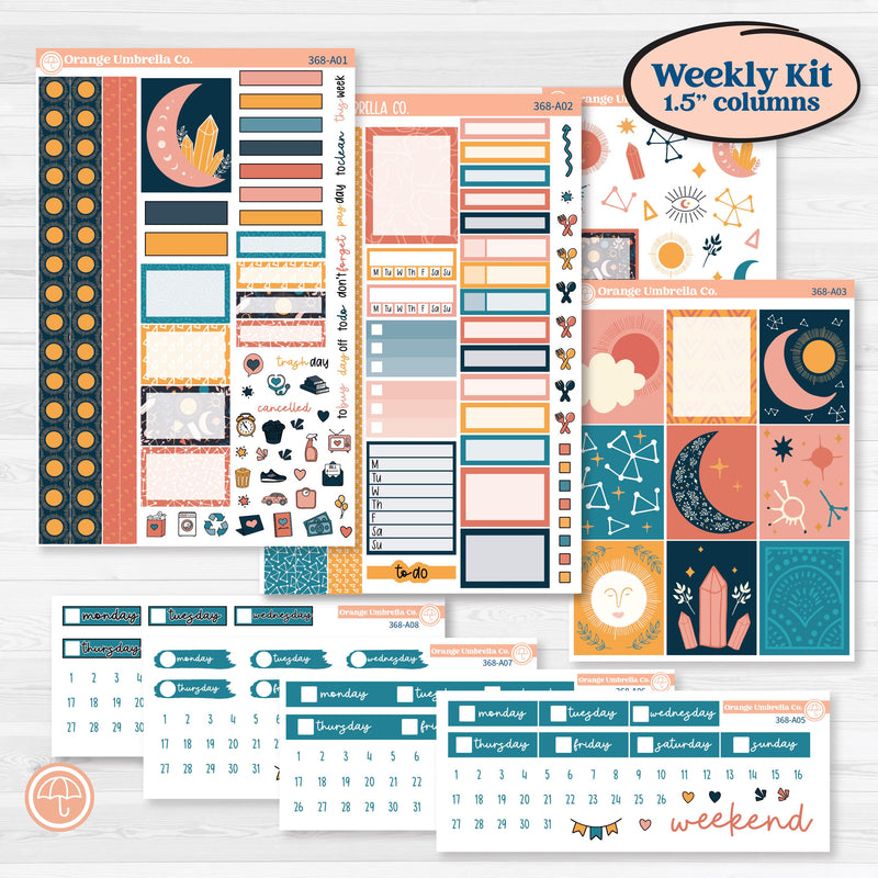 Celestial Star & Moon | Weekly Sticker Kit for Vertical Planners like Erin Condren | Daydream | KIT-368-A