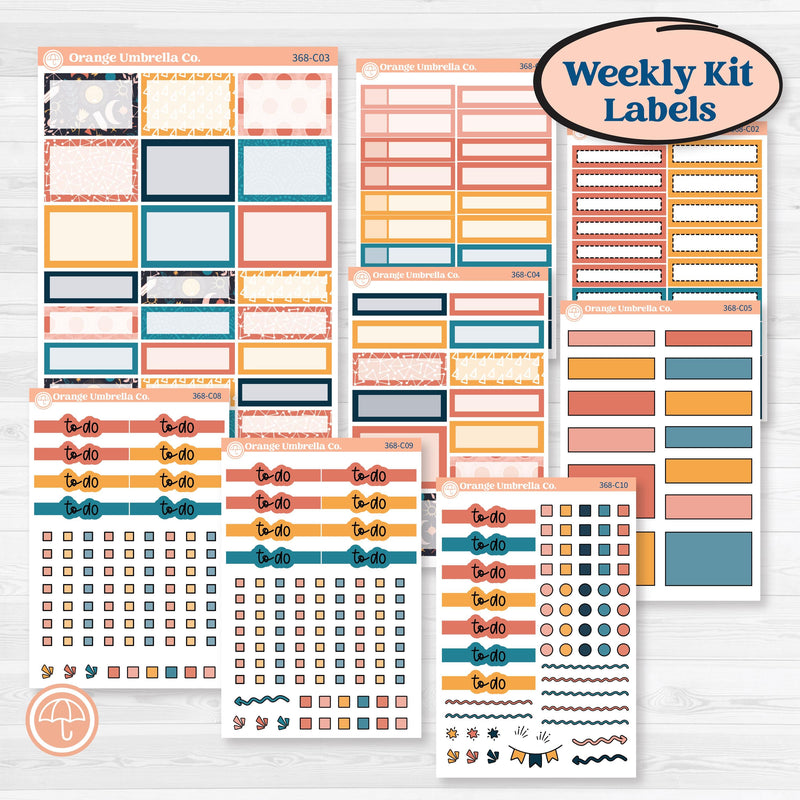 Celestial Star & Moon | Weekly Add-On Labels Planner Kit Stickers | Daydream | KIT-368-C