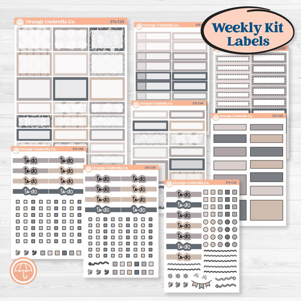 Neutral Botanical & Floral Kit | Weekly Add-On Labels Planner Kit Stickers | Unbiased | KIT-375-C