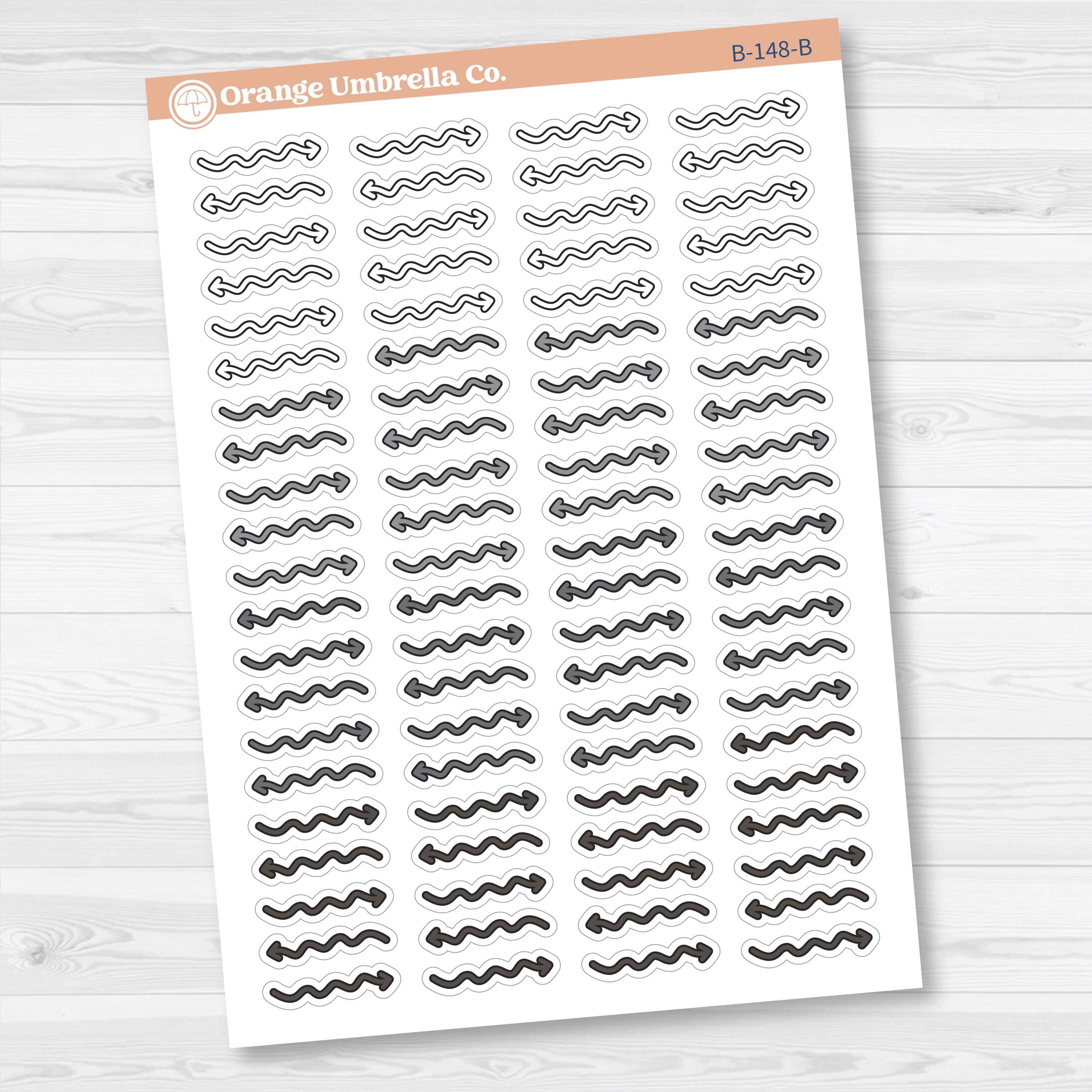 2025 Kit Pieces; Squiggle Arrows Planner Stickers | B-148