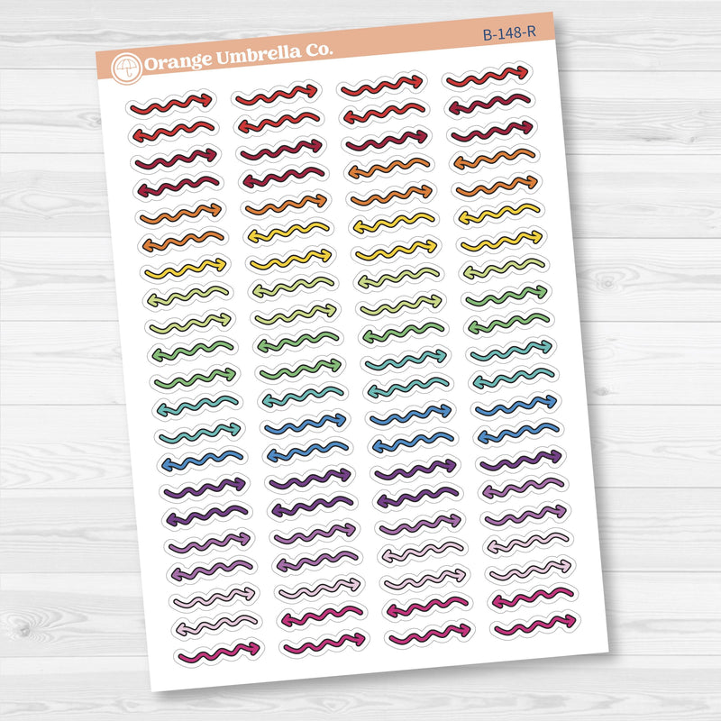 2025 Kit Pieces; Squiggle Arrows Planner Stickers | B-148