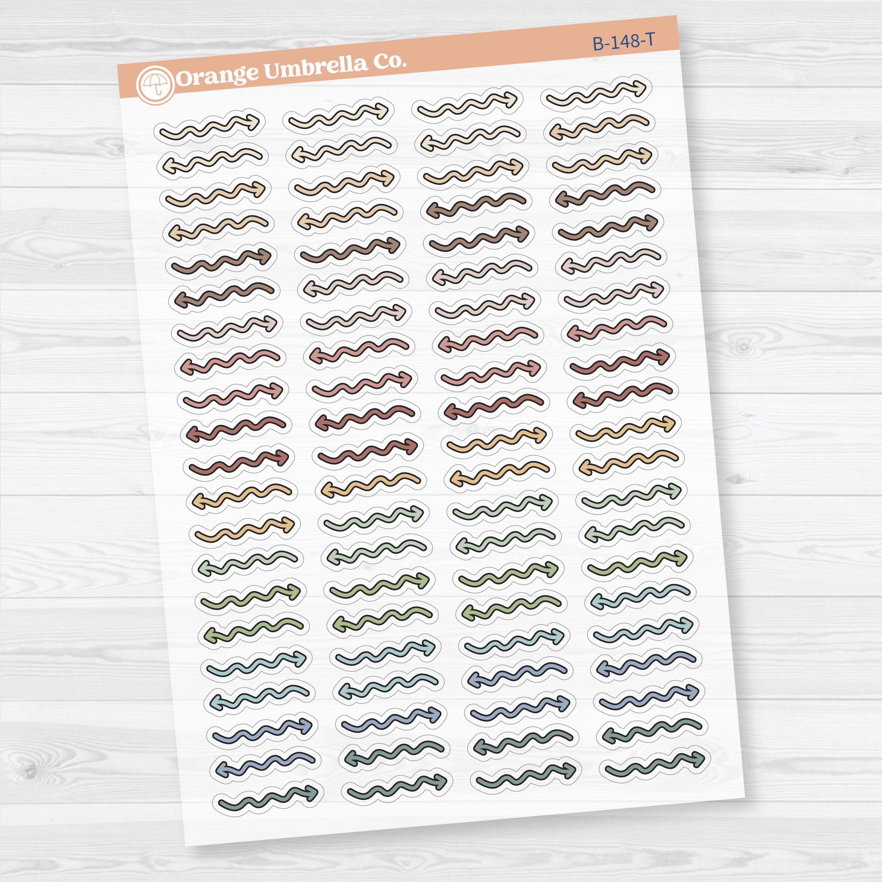 2025 Kit Pieces; Squiggle Arrows Planner Stickers | Clear Matte | B-148-CM