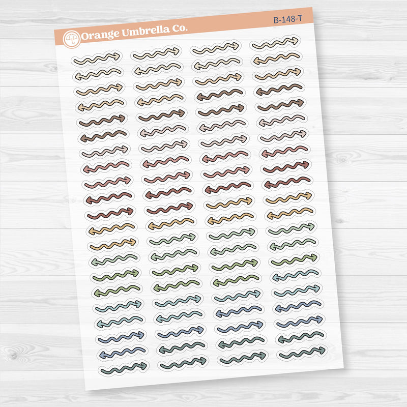 2025 Kit Pieces; Squiggle Arrows Planner Stickers | Clear Matte | B-148-CM