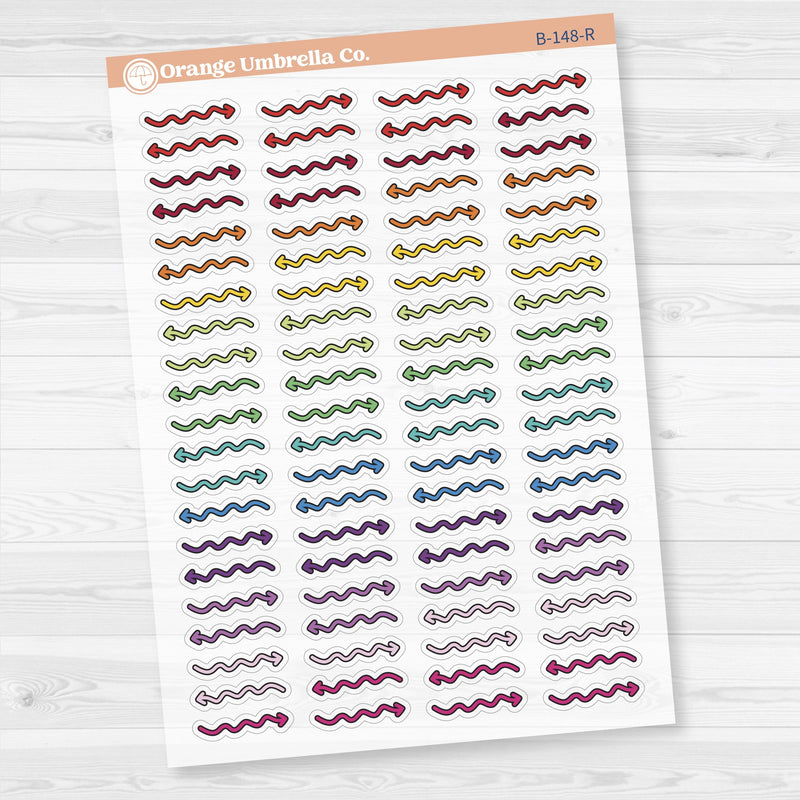 2025 Kit Pieces; Squiggle Arrows Planner Stickers | Clear Matte | B-148-CM