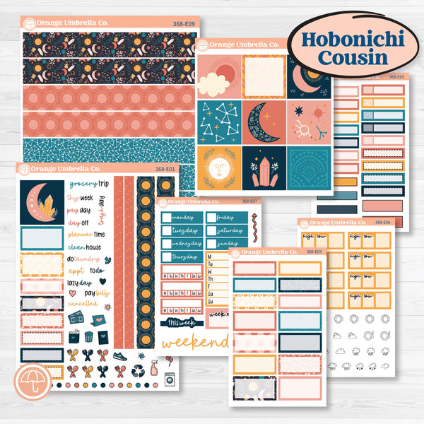 Celestial Star & Moon | Hobonichi Cousin Weekly and Daily Planner Kit Stickers | Daydream | KIT-368-E