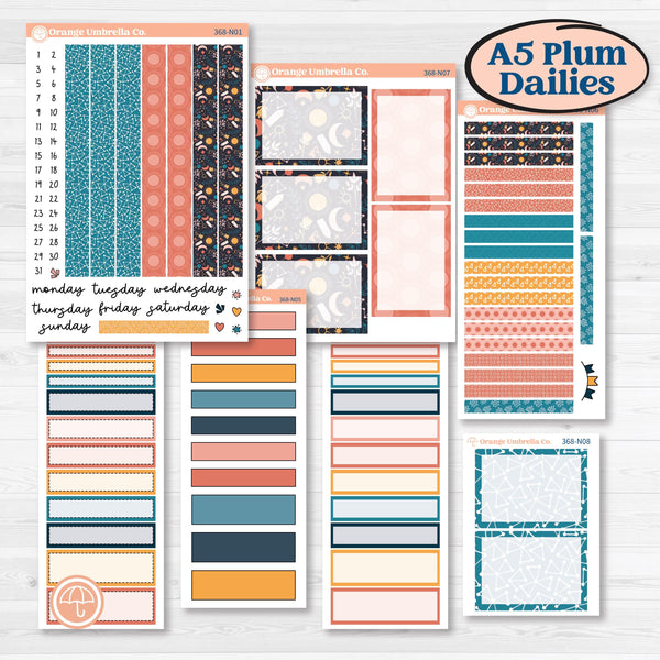 Celestial Star & Moon | A5 Plum Daily Planner Kit Stickers | Daydream | KIT-368-N