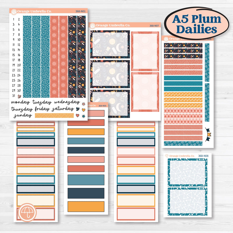 Celestial Star & Moon | A5 Plum Daily Planner Kit Stickers | Daydream | KIT-368-N