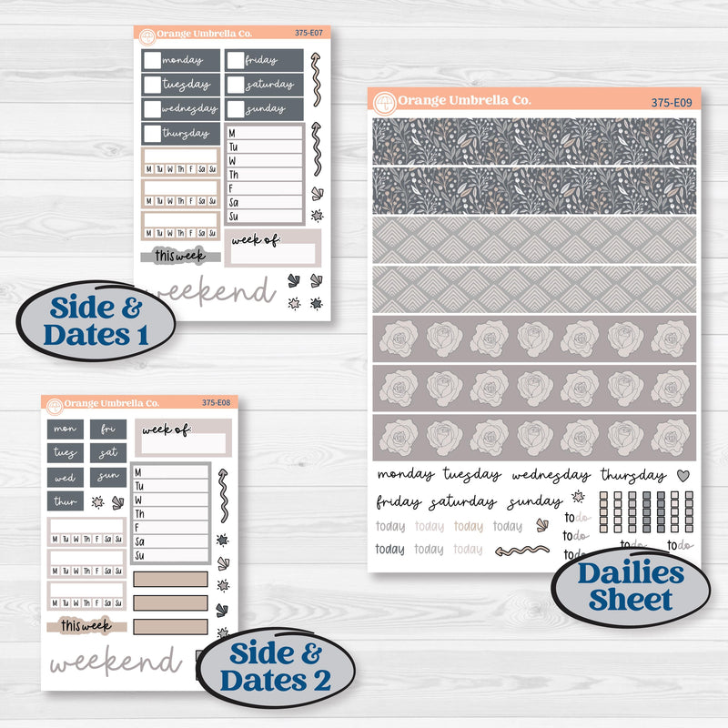 Neutral Botanical Floral Kit | Hobonichi Cousin Weekly & Daily Planner Kit Stickers | Unbiased | KIT-375-E