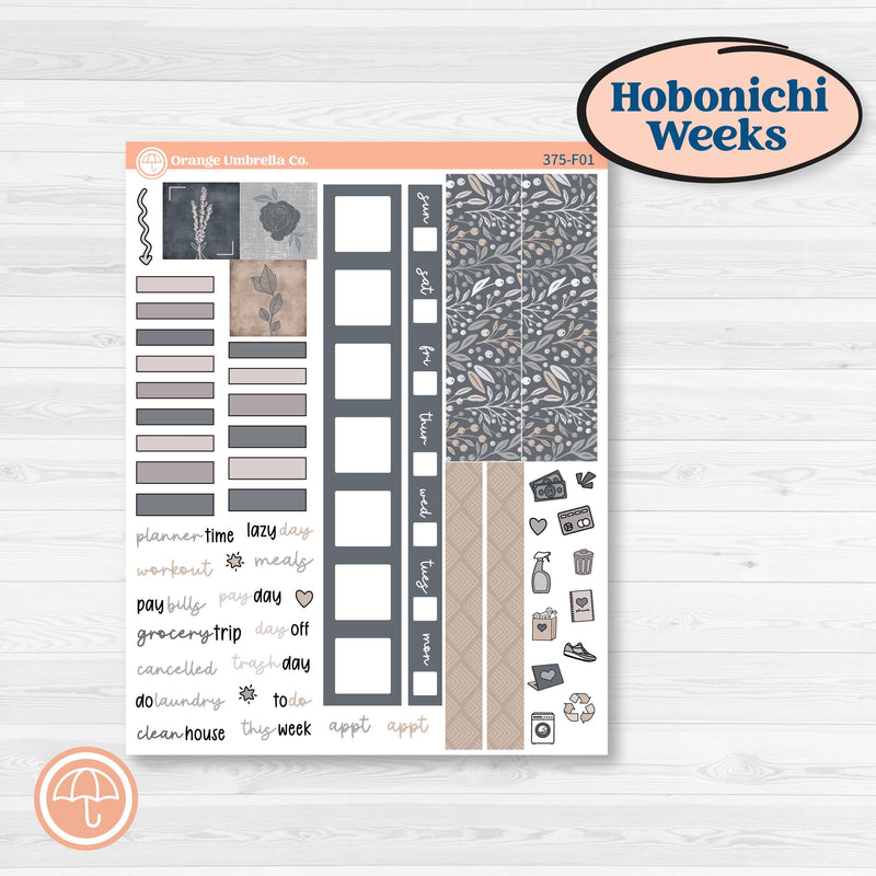 Neutral Botanical & Floral Kit | Hobonichi Weeks Weekly Planner Kit Stickers | Unbiased | KIT-375-F