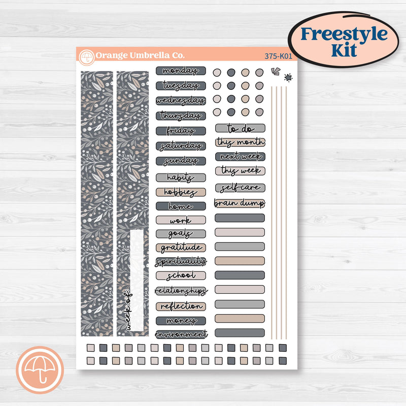 Neutral Botanical & Floral Kit | Freestyle Kit Any Planner Kit Stickers | Unbiased | KIT-375-K