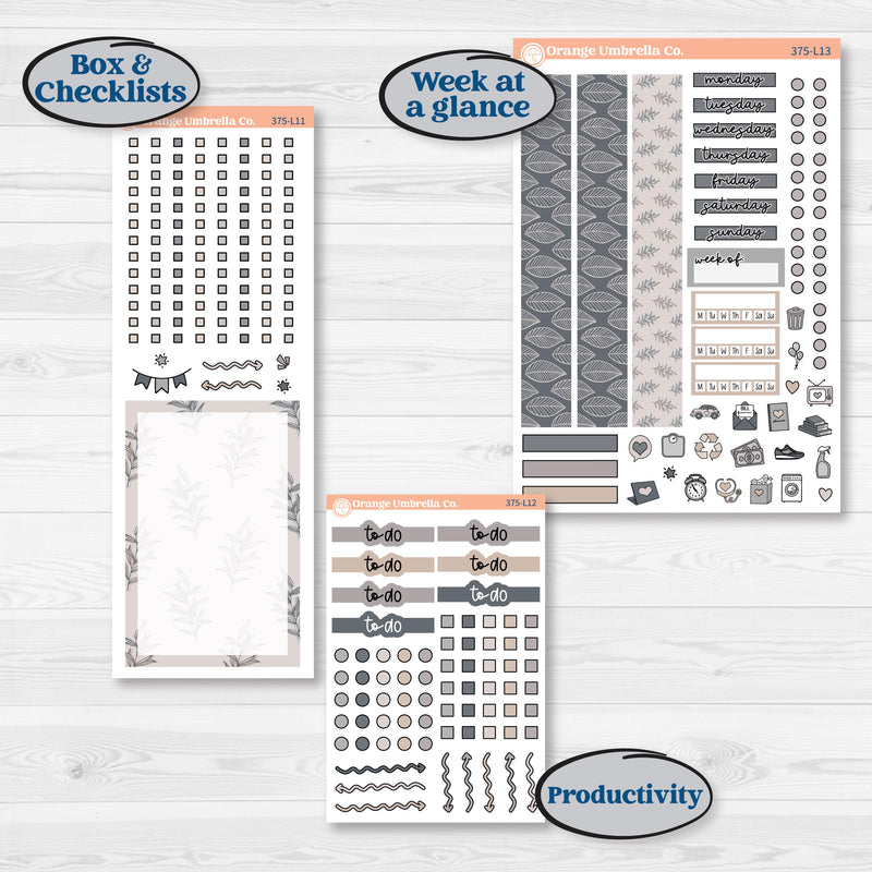 Neutral Botanical & Floral Kit | A5 Daily Duo Planner Kit Stickers | Unbiased | KIT-375-L