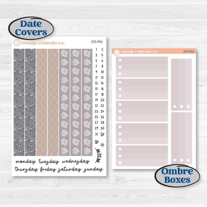 Neutral Botanical & Floral Kit | 7x9 Plum Daily Planner Kit Stickers | Unbiased | KIT-375-P