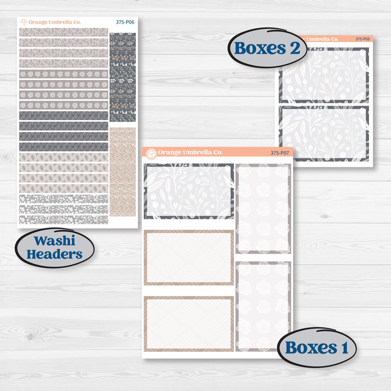 Neutral Botanical & Floral Kit | 7x9 Plum Daily Planner Kit Stickers | Unbiased | KIT-375-P