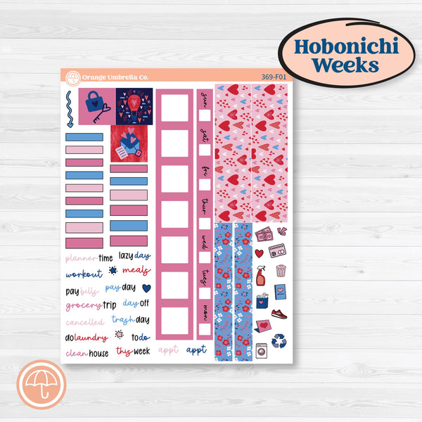 Valentine’s Day Heart Kit | Hobonichi Weeks Weekly Planner Kit Stickers | Smitten | KIT-369-F