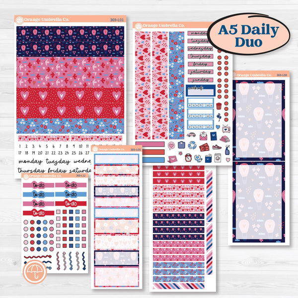 Valentine’s Day Heart Kit | A5 Daily Duo Planner Kit Stickers | Smitten | KIT-369-L