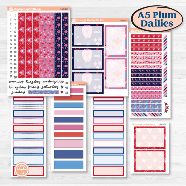 Valentine’s Day Heart Kit | A5 Plum Daily Planner Kit Stickers | Smitten | KIT-369-N