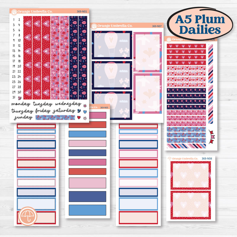 Valentine’s Day Heart Kit | A5 Plum Daily Planner Kit Stickers | Smitten | KIT-369-N