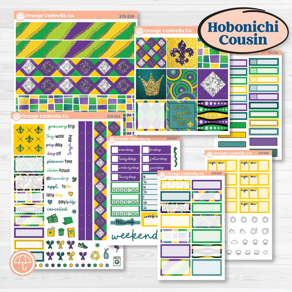 Mardi Gras Planner Kit | Hobonichi Cousin Weekly & Daily Planner Kit Stickers | Smitten | KIT-370-E