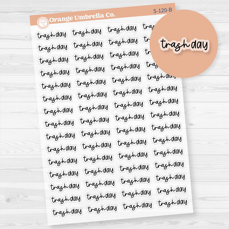 Trash Day Planner Stickers | F17 | Clear Matte | S-120-BCM