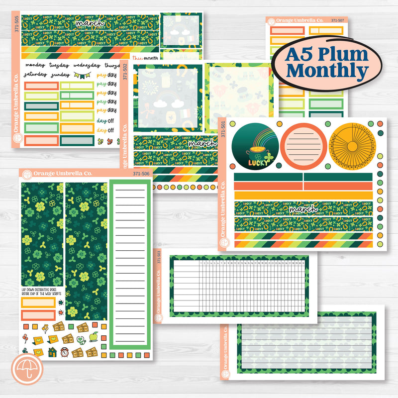 St. Patrick’s Day Kit | A5 Plum Monthly & Dashboard Planner Kit Stickers | Blarney | KIT-371-S