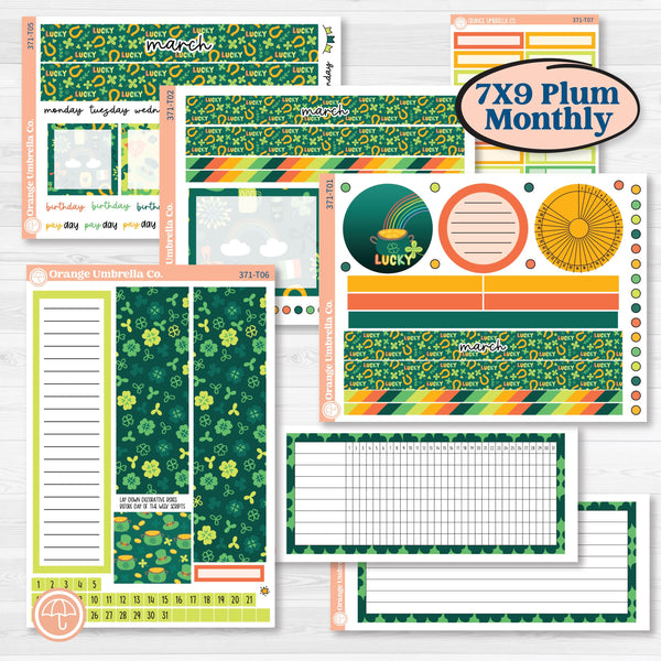 St. Patrick’s Day Kit | 7x9 Plum Monthly & Dashboard Planner Kit Stickers | Blarney | KIT-371-T