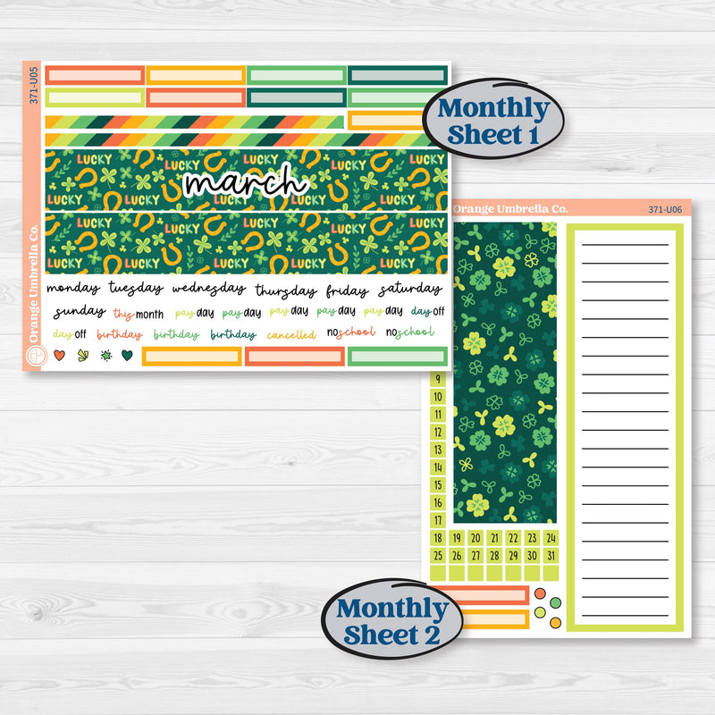 St. Patrick’s Day Kit | 8.5x11 Plum Monthly & Dashboard Planner Kit Stickers | Blarney | KIT-371-U