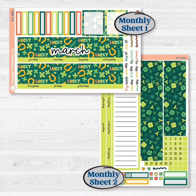 St. Patrick’s Day Kit | 7x9 Erin Condren Life Planner Monthly & Dashboard Planner Kit Stickers | Blarney | KIT-371-W