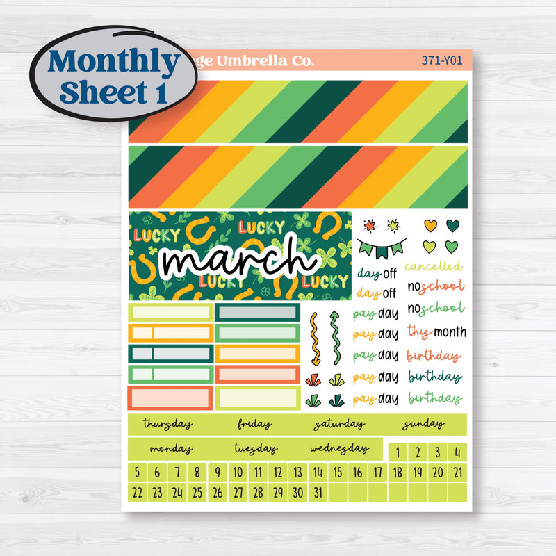 St. Patrick’s Day Kit | Hobonichi Cousin Monthly Planner Kit Stickers | Blarney | KIT-371-Y