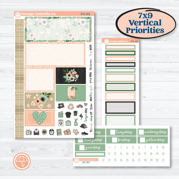 Spring Floral Kit | Plum Vertical Priorities 7x9 Planner Kit Stickers | Lil Spring Thing | KIT-372-J