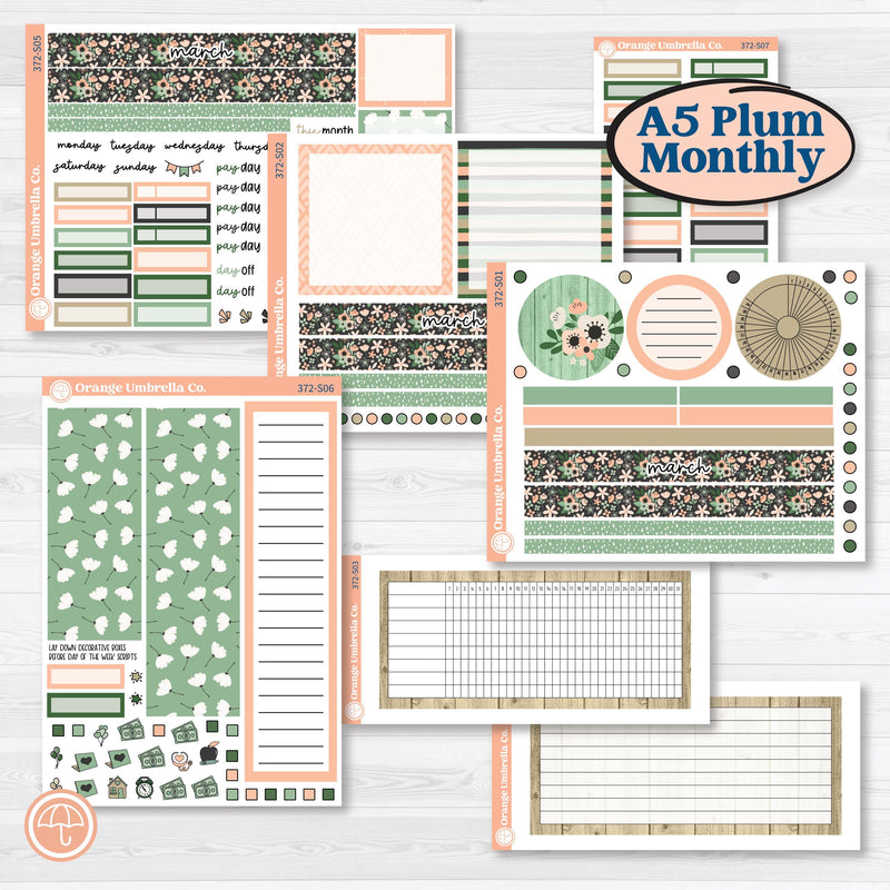 Spring Floral Kit | A5 Plum Monthly & Dashboard Planner Kit Stickers | Lil Spring Thing | KIT-372-S