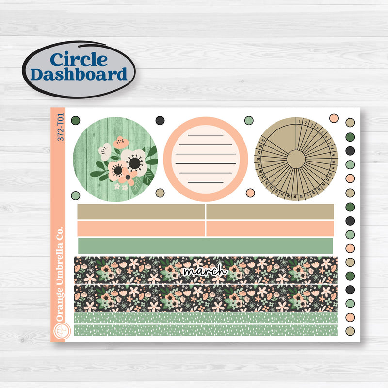 Spring Floral Kit | 7x9 Plum Monthly & Dashboard Planner Kit Stickers | Lil Spring Thing | KIT-372-T