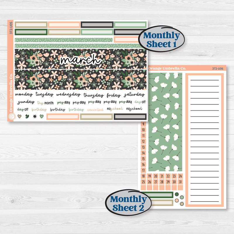 Spring Floral Kit | 8.5x11 Plum Monthly & Dashboard Planner Kit Stickers | Lil Spring Thing | KIT-372-U