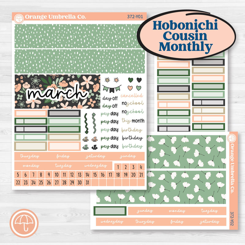 Spring Floral Kit | Hobonichi Cousin Monthly Planner Kit Stickers | Lil Spring Thing | KIT-372-Y