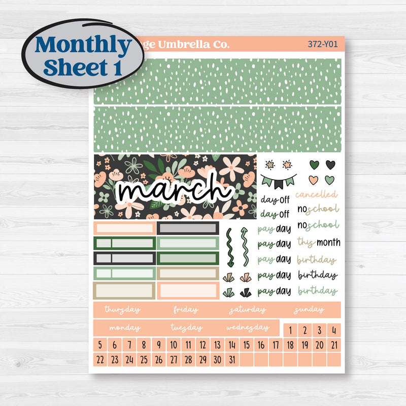 Spring Floral Kit | Hobonichi Cousin Monthly Planner Kit Stickers | Lil Spring Thing | KIT-372-Y