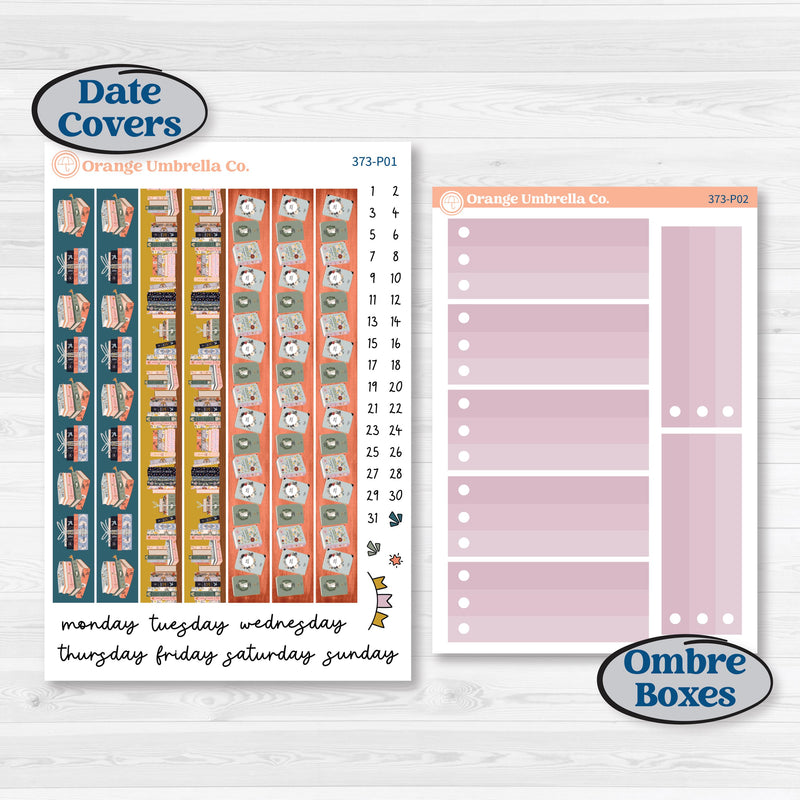 Book Reading Kit | 7x9 Plum Daily Planner Kit Stickers | Turn The Page | KIT-373-P