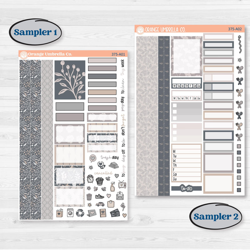 Neutral Botanical & Floral Kit | Weekly Sticker Kit for Vertical Planners like Erin Condren | Unbiased | KIT-375-A