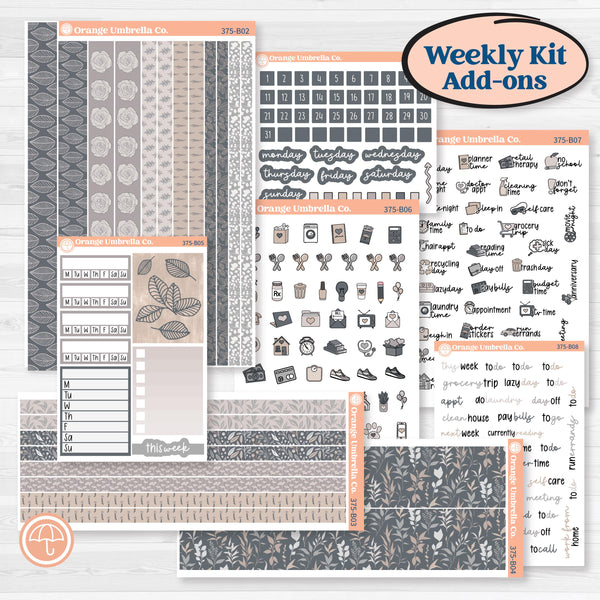 Neutral Botanical & Floral Kit | Weekly Add-On Planner Kit Stickers | Unbiased | KIT-375-B