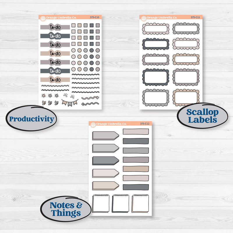 Neutral Botanical & Floral Kit | Weekly Add-On Labels Planner Kit Stickers | Unbiased | KIT-375-C