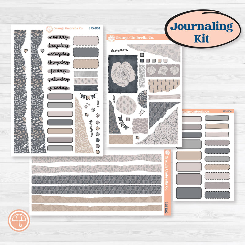 Neutral Botanical & Floral Kit | Journaling Kit Planner Stickers | Unbiased | KIT-375-D