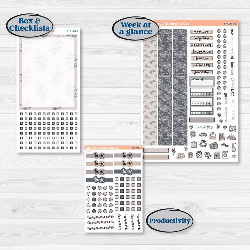 Neutral Botanical & Floral Kit | 7x9 Erin Condren Daily Duo Planner Kit Stickers | Unbiased | KIT-375-M