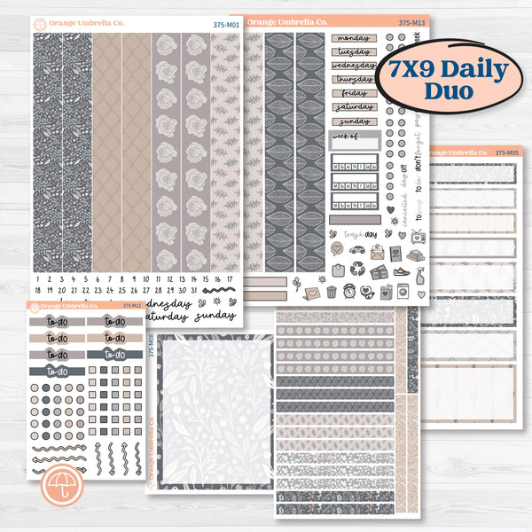 Neutral Botanical & Floral Kit | 7x9 Erin Condren Daily Duo Planner Kit Stickers | Unbiased | KIT-375-M