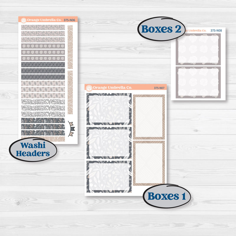 Neutral Botanical & Floral Kit | A5 Plum Daily Planner Kit Stickers | Unbiased | KIT-375-N