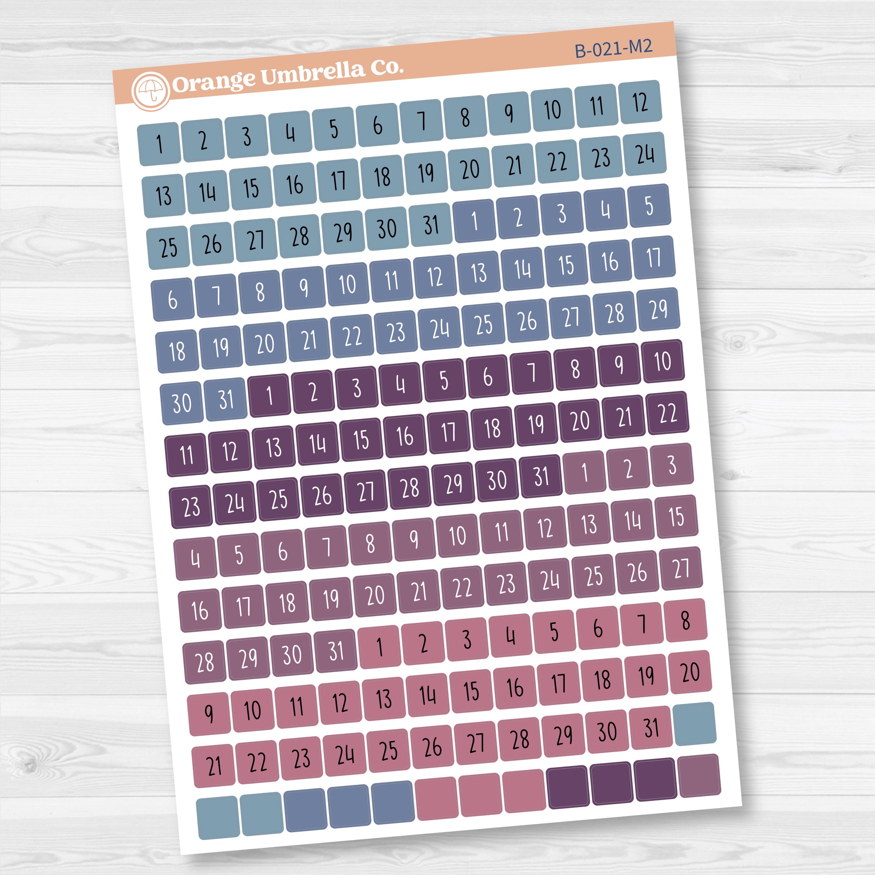 5 Months Colored Square Mini Date Dots | Square F17 | B-021