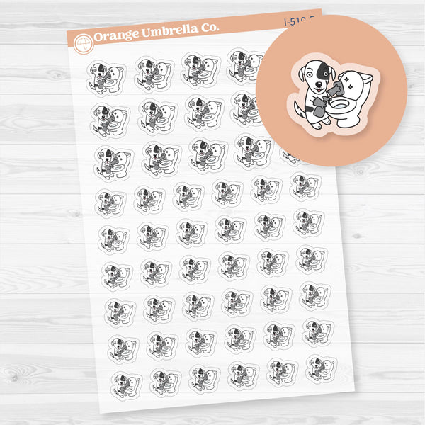 Stella Cleaning Bathroom Toilet | Chore Icons Planner Stickers | Clear Matte | I-510-BCM