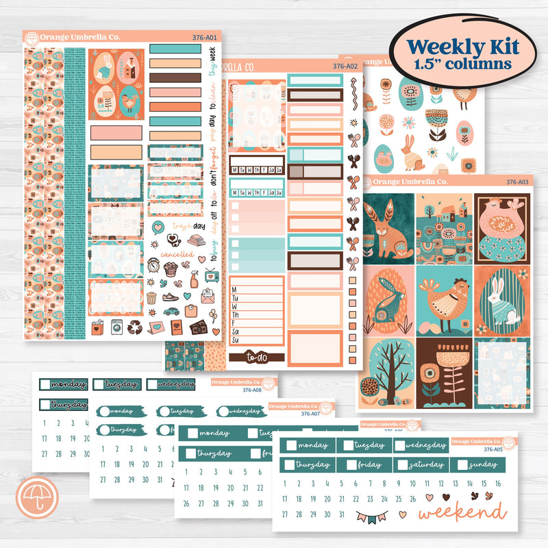 Easter Folk Art Kit | Weekly Sticker Kit for Vertical Planners like Erin Condren | Some Bunny | KIT-376-A