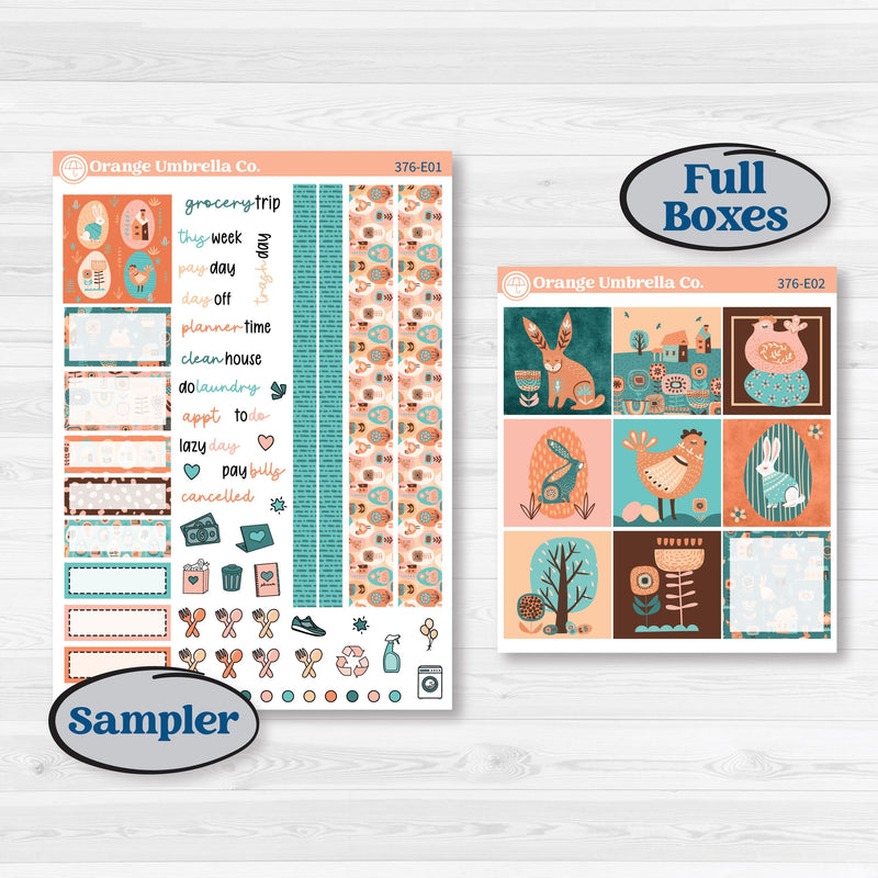 Easter Folk Art Kit | Hobonichi Cousin Weekly & Daily Planner Kit Stickers | Some Bunny | KIT-376-E