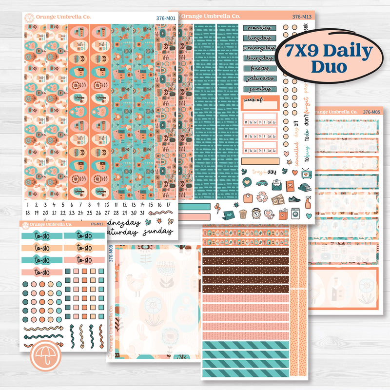 Easter Folk Art Kit | 7x9 Erin Condren Daily Duo Planner Kit Stickers | Some Bunny | KIT-376-M