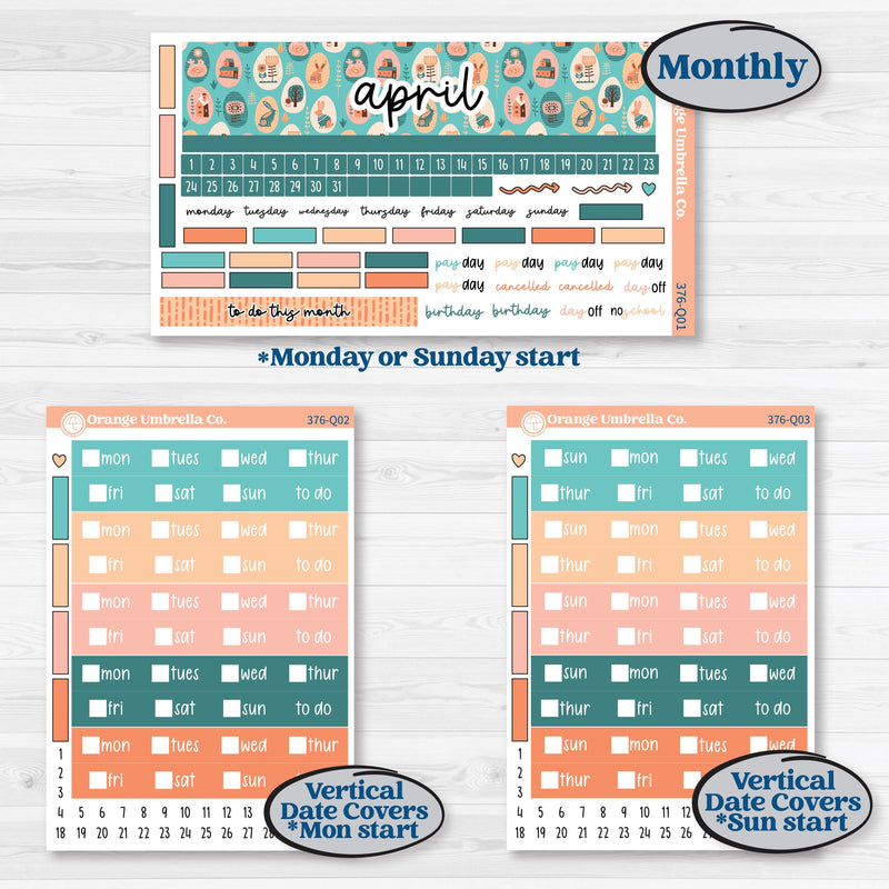 Easter Folk Art Kit | Laurel Denise Standard Vertical & Horizontal Planner Kit Stickers | Some Bunny | KIT-376-Q